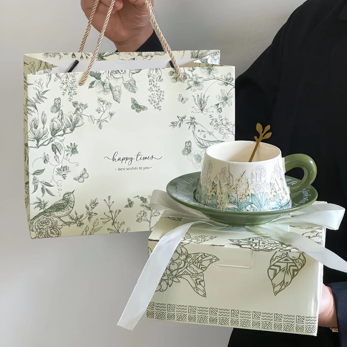 Garden Sketch Ceramic Cup Gift Set