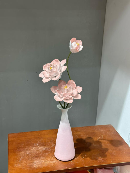 Blush Pink Porcelain Flowers with Slim Vase