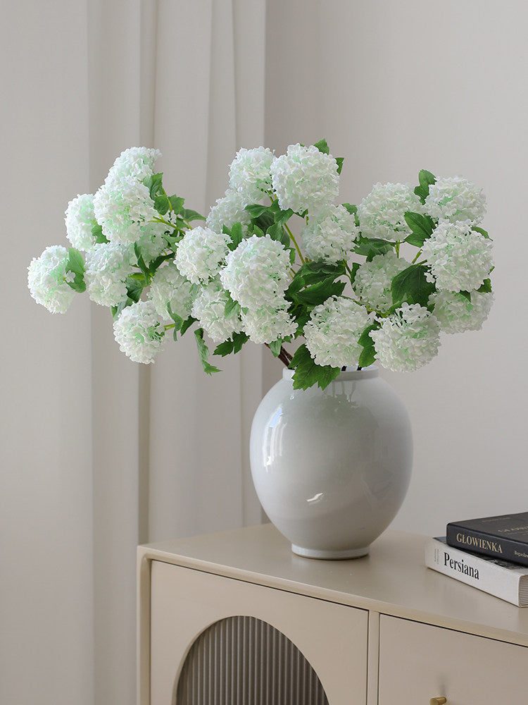 Faux Snowball Flower Stem – 32”