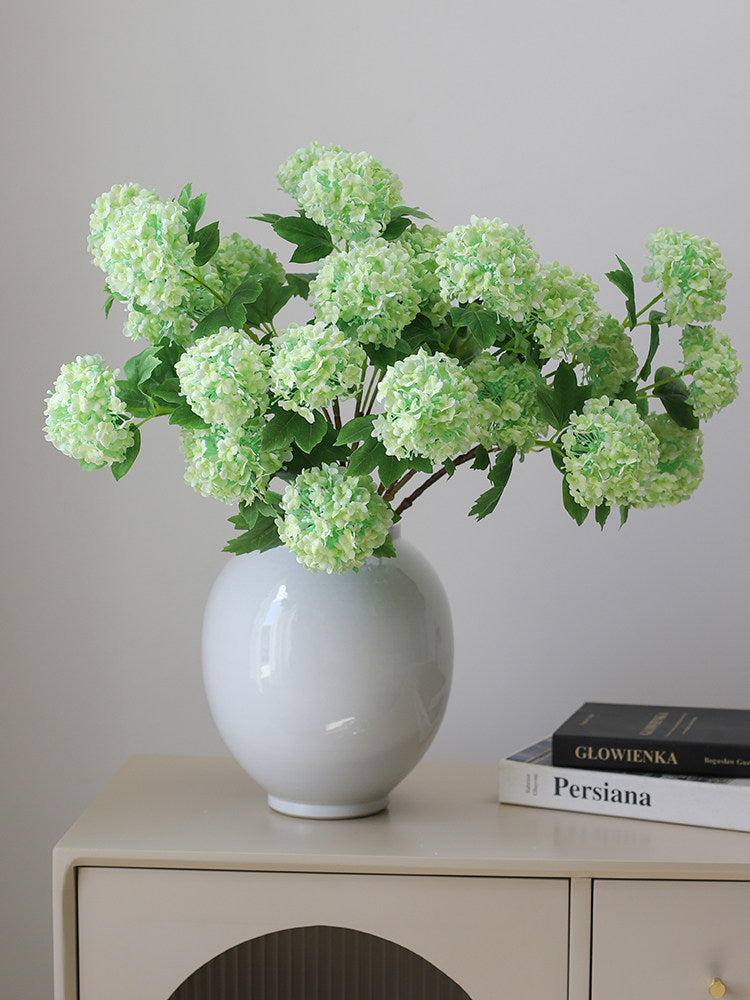 Faux Snowball Flower Stem – 32”