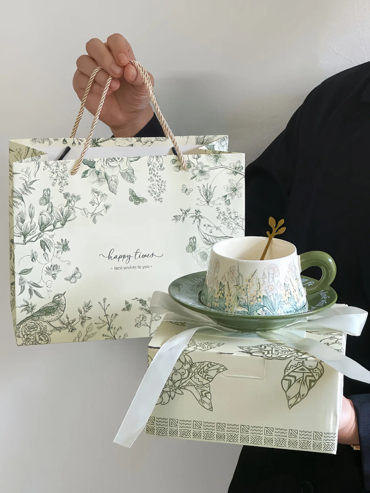 Garden Sketch Ceramic Cup Gift Set