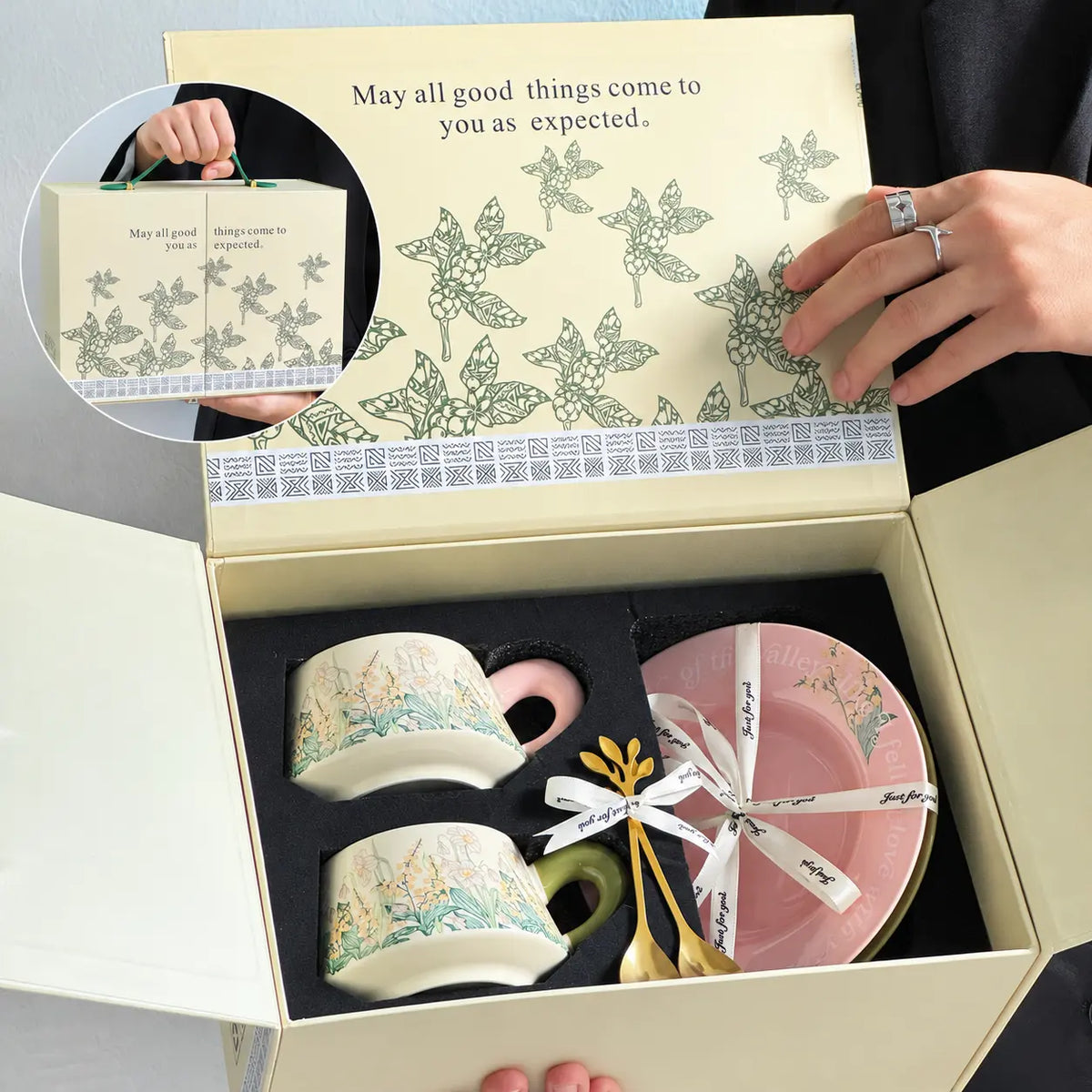 Garden Sketch Ceramic Cup Gift Set