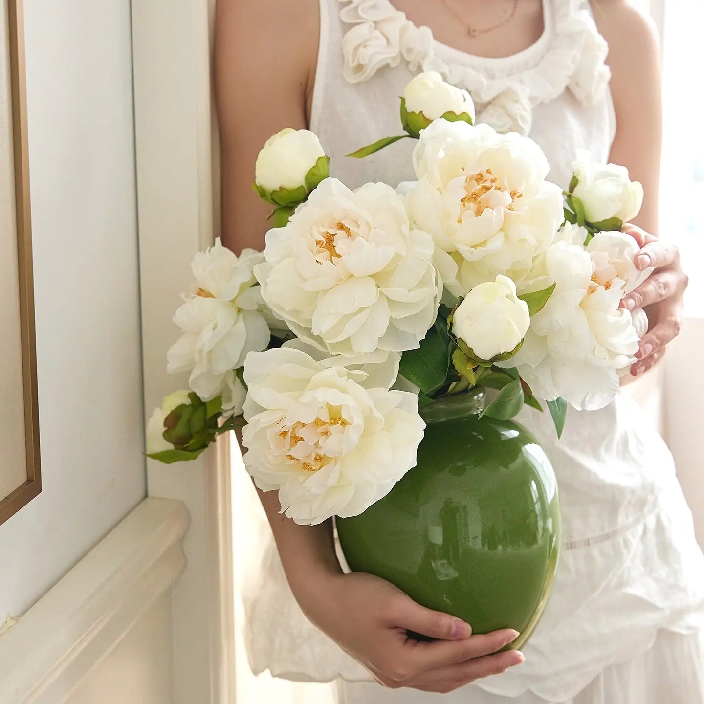 Timeless Ivory Peony Stem – 19”