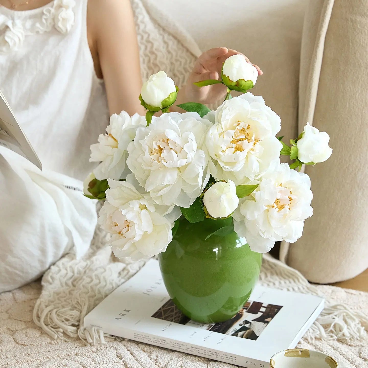 Timeless Ivory Peony Stem – 19”